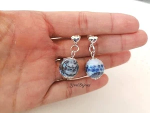 Orecchini pendenti angelite sfaccettata - Picture 1 of 1