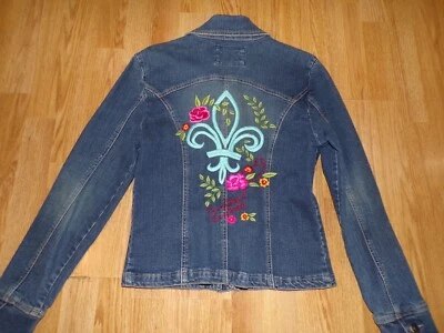 TEXAS COUTURE вышитый синий джинсовой ткани Jean длинным рукавом куртка - размер S - Изображение 1 из 4