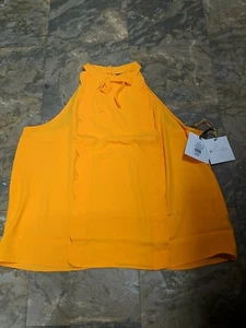 Nueva Blusa sin mangas Victoria Beckham amarilla caléndula cuello alto 2X Envío gratuito - Imagen 1 de 3