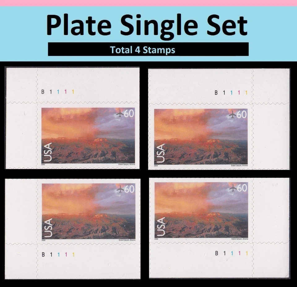 US C135 Airmail Grand Canyon 60c plate single set 4 MNH 2000 - Image 1 of 1