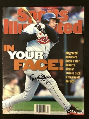 Roberto Alomar Signed Sports Illustrated 10/14/96 No Label Baseball Auto HOF JSA - Image 1 of 4