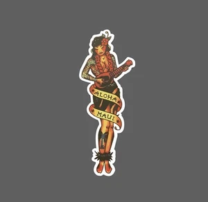 Aloha Maui Sticker Hula Girl Waterproof Beach Ocean Tropical Travel Gift NEW - Picture 1 of 3
