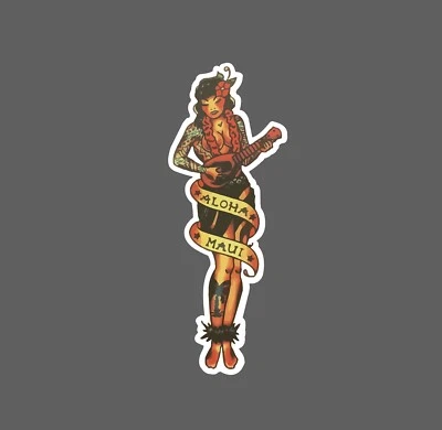 STICKER DYNASTY Aloha Maui Sticker Hula Girl Waterproof NEW