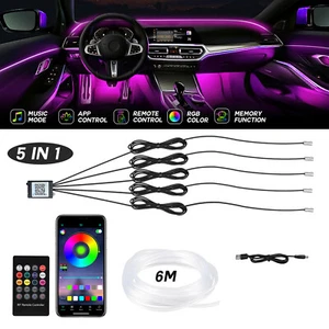 Kit interior de luces de tira de coche 6M RGB 5 LED fibra óptica ambiente atmósfera lámpara - Imagen 1 de 11