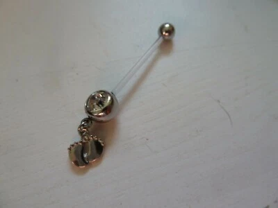 PIERCING  Intimpiercing Nippel Brustpiercing Bioflex - silber - FÜSSE - Bild 1 von 3