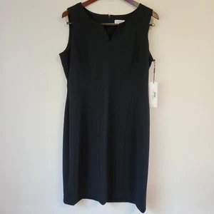 Vestido Midi Vaina Calvin Klein Negro Cuello en V Mujer 16 Cremallera Clásico Encantado Nuevo con Etiquetas - Imagen 1 de 16