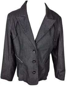 studio 1940 new Womans Sz L Dark Wash Denim Jean Jacket Blazer R3 - Picture 1 of 12