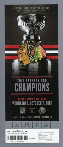PANARIN DEBUT / FIRST GOAL 2015 BLACKHAWKS STANLEY CUP CELEBRATION FULL TICKET Cover