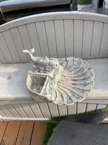 Vintage Cast Metal Dolphin Spitting and Shell Rare fountain For Restoration - Picture 1 of 16