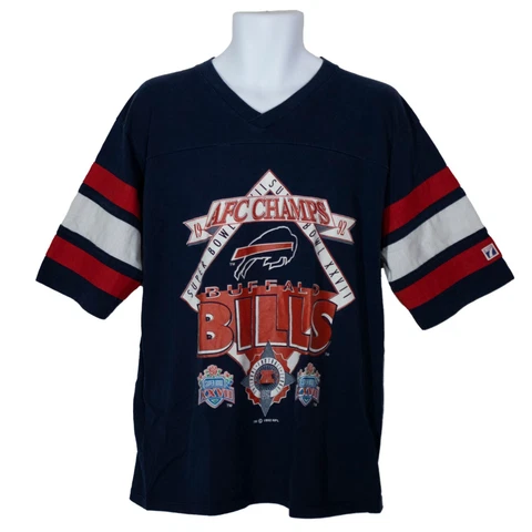 Buffalo Bills 1992 Super Bowl XXVII Logo 7 Mens T-Shirt Blue Size L Large Cover