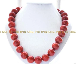 8/10/12/14mm Genuine Natural Red Grass Coral Round Gemstone Beads Necklace 18'' - Picture 1 of 8
