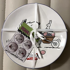 Set of 4 Peanuts Snoopy & Bunnies Easter 6" Appetizer Plates 2025 NWT - Picture 1 of 6