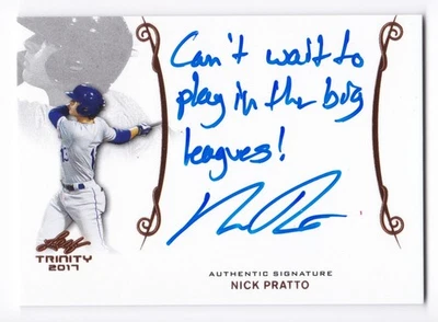 2017 Leaf Trinity Nick Pratto Auto #A-NP2 Signatures Autograph GREAT INSCRIPTION - Image 1 of 2
