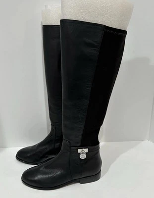 BOTA PLANA DE MONTAR MICHAEL KORS MINDY DE CUERO HASTA LA RODILLA NEGRA TALLA 5,5 M Foto 1 de 4