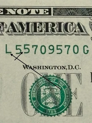 2021 Uncirculated S.F. $1 Bill High 55 Stuck Digit Gas Pump Error Odds Only Note - Image 1 of 3