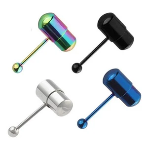 Stainless Steel Tongue Bars Women Men Stud Body Piercing Jewelry - Picture 1 of 15