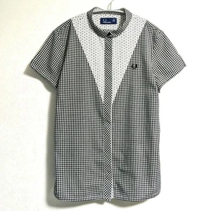 Fred Perry Gingham Check Floral Blouse Women's M Mint White/Black - Picture 1 of 18