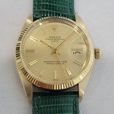 Rolex Oyster Perpetual Date 1503 35mm Mens 14k Solid Gold 1970s Automatic RA680B - Image 1 of 4