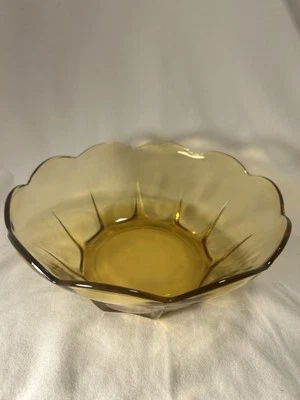 VTG Anchor Hocking Swedish Modern Honey Amber Glass 8”x 3” Salad/Serving Bowl - Image 1 of 4