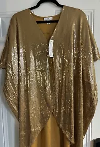 Shavonne Dorsey grande oro paillettes kimono spolverino shimmer topper medio nuovo con etichette - Foto 1 di 4