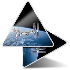 2 x Triangle Stickers 10 cm - International Space Station Earth  #21720
