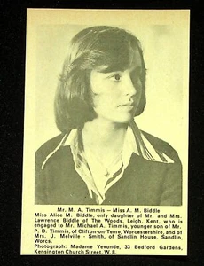 Miss A M Biddle Engagement Leigh Kent - 1974 Original Press Cutting F111 - Bild 1 von 1