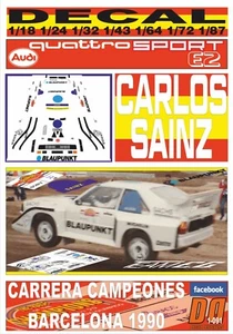 DECAL AUDI QUATTRO S1 AZUL CARLOS SAINZ CARRERA CAMPEONES BARCELONA 1990 (01) - Imagen 1 de 1