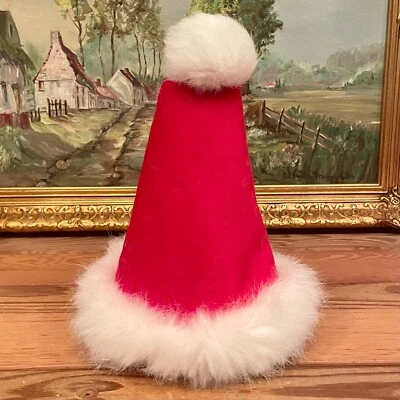 Neiman Marcus Navidad Santa Sombrero Cartera Bolso de Mano Piel de Conejo y Vellón 9.5x7.5" Foto 1 de 4