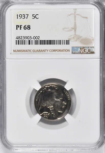 1937 NGC PR68 Mintage 5,769 -- Registry Set Quality PROOF 5c -- Buffalo Nickel - Picture 1 of 5