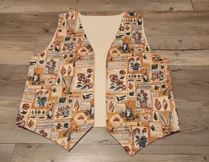 Women's Vintage Handmade Vest Size XL Musical Notes Print - Picture 1 of 6