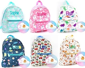Personalised Name Kids Backpack Girls & Boys | Toddler Embroidered Nursery Bags - Picture 1 of 49