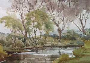 Original Watercolour, 'River Landscape', Gwen Rayner, c1970's - Picture 1 of 3