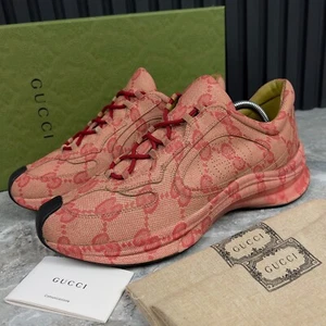 Sneakers Gucci Run GG Supreme Monogram in pelle rossa 9,5 G 10 US 43,5 EU - Foto 1 di 15