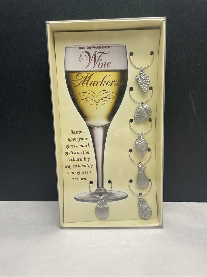 Juego de 6 marcadores de copa de vino 2001 fruta Foto 1 de 4