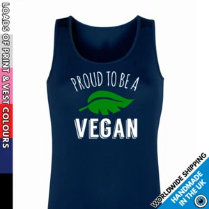 Ladies Proud Vegan Vest • Tank Top Girls Veggie Animal Lover Vests Meat Free  - Picture 1 of 6