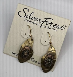 SILVER FOREST EARRINGS HAND CRAFTED IN VERMONT 18kt On Surgical Steel - Picture 1 of 4