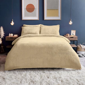 Silentnight Teddy Fleece Duvet Set Natural Warm Cosy Winter Quilt Cover - Picture 1 of 7