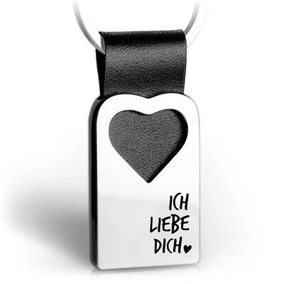 FABACH Liebe Schlüsselanhänger Leder mit Herz, Ich liebe dich, Glücksbringer Partner