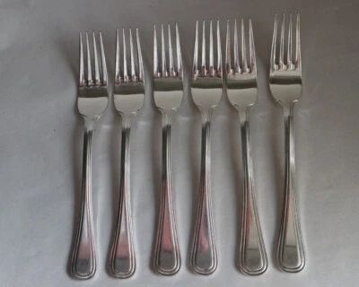 6 Hepp Premium Menü-Gabeln, Edelstahl versilbert, ca 19.4 cm - Bild 1 von 4