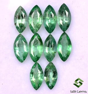 2.10 Cts Natural Emerald Marquise Cut 6x3 mm Lot 10 Pcs Calibrated Gemstones - Picture 1 of 6