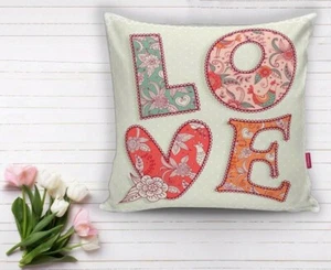 CLEARENCE SALE SET OF 2 - Pillow Cover Case 17" X 17" Cotton - LOVE LOVE Theme - Picture 1 of 3