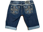 Miss Me Womens Dark Wash Denim Blue Jean Bermuda Shorts - Nwot - Size 27