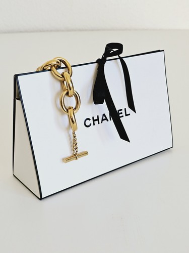 raro originale orig. Bracciale vintage CHANEL maglie bracciale catena tono oro