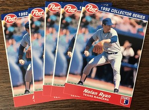 1992 Post Cereal MLB Collector Series Nolan Ryan #27 of 30 Texas Rangers 5 Card