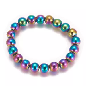Electroplated Magnetic Hematite Stretch Bracelet Pain Relief Energy Powerful G6 - Picture 1 of 2