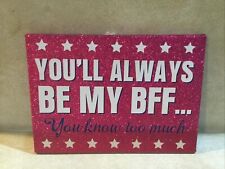 You'll Always Be My BFF You Already Know Too Much-- Glitter Pink Plaque- NWT