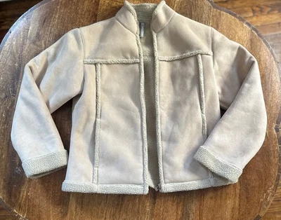 Chaqueta Hanna Andersson Mujer Mediana Beige Imitación Gamuza Sherpa Acogedor Abrigo Exterior Foto 1 de 4