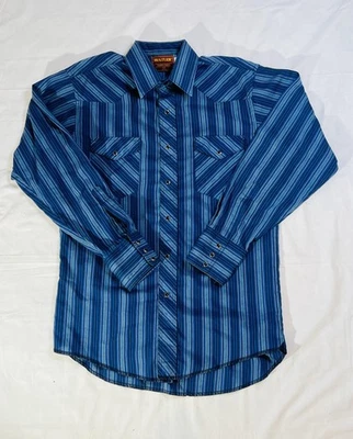 Camisa Rustler Para Hombres Grande Azul Occidental Colas X Largas Perla Snap Vaquero 15 1/2 Foto 1 de 4