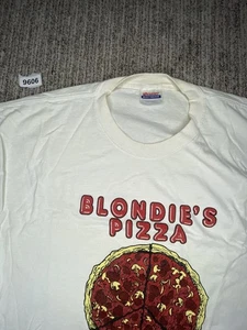 Hanes Gr. L Unisex T-Shirt Slim Vintage Blondies Pizza Weiß - Bild 1 von 5