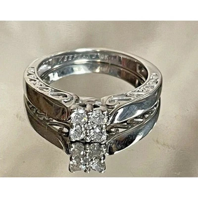 ANILLO DE COMPROMISO DE ORO BLANCO Y DIAMANTES DE 0,25 QUILATES TALLA 7 CIELO Foto 1 de 4